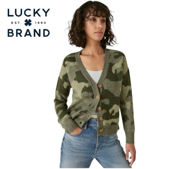 Lucky Brand Sweaters - Lucky Brand Wool Camo Cardigan